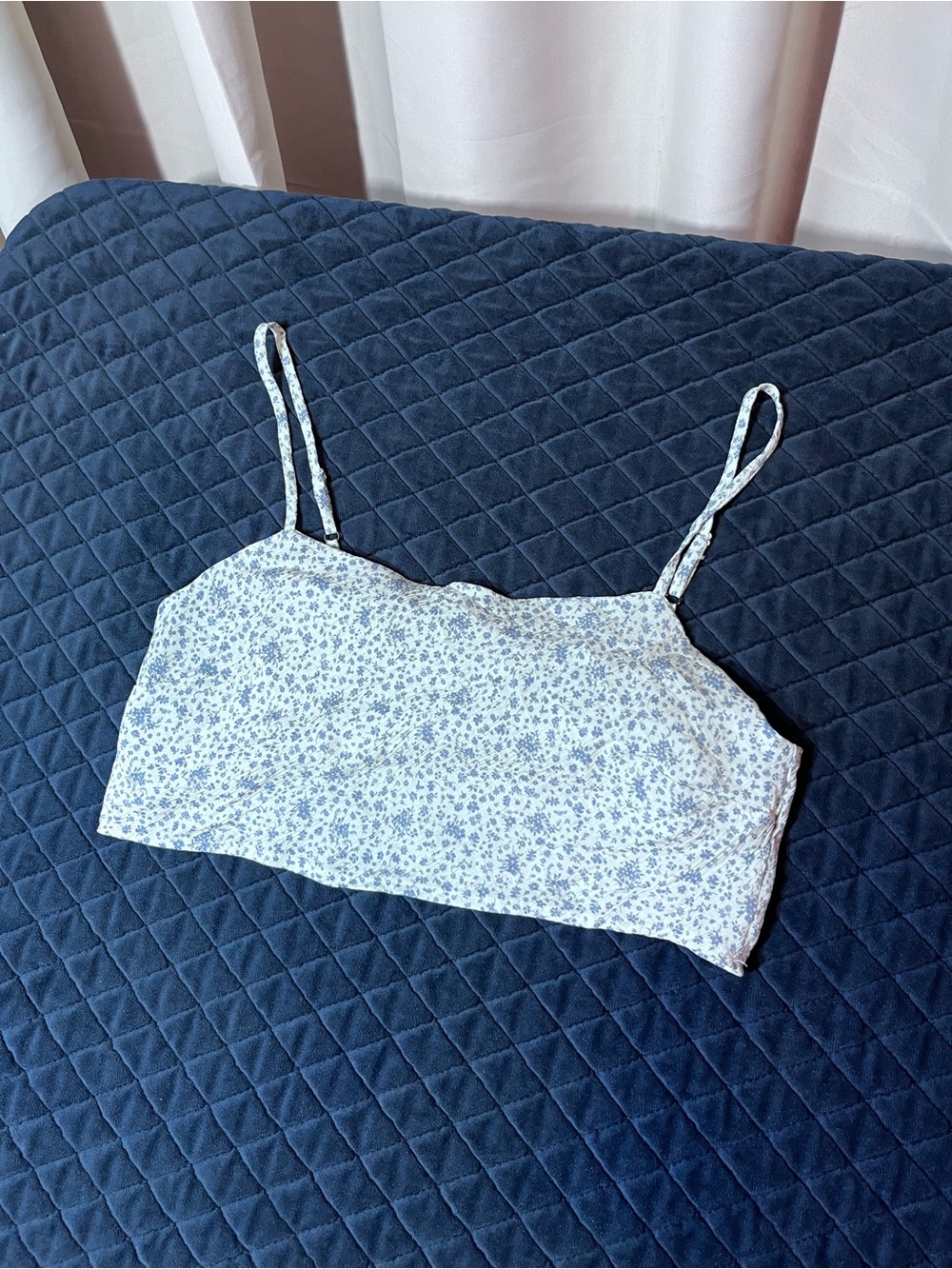 mahina Light Blue Floral Spaghetti-Strap Camisole